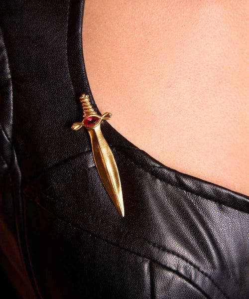 Mob Wife Studded Dagger Brooch