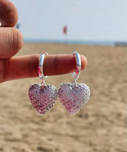 Diamond Heart Hoops