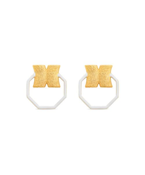 Candy Hexa White Earrings