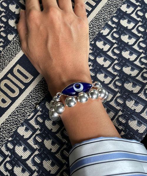 Blue Evil Eye Bracelet In Silver