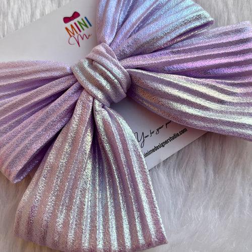 Lavender Purple Gleam Pleated Bow