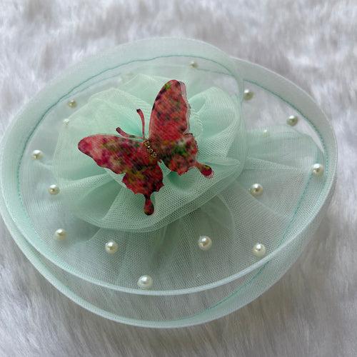 Spring Whisper Pastel Green Butterfly Fascinator Hat