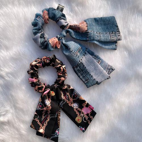 Short Tail Printed Scrunchie Set