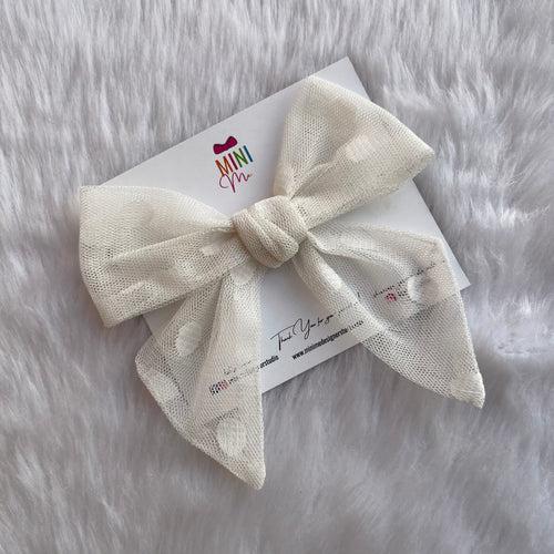 White Polka Dots Bridal Bow