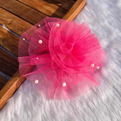 Pink Pearls Ruffled Fascinator