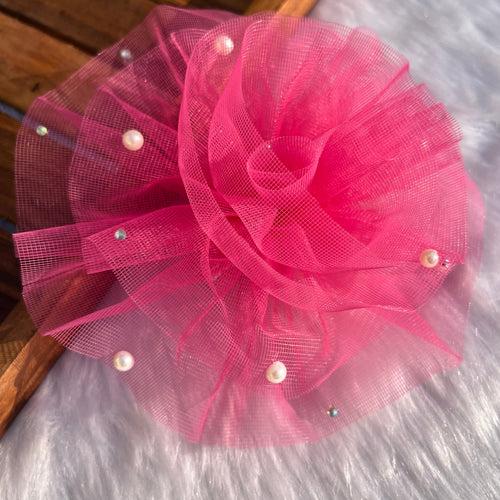 Pink Pearls Ruffled Fascinator