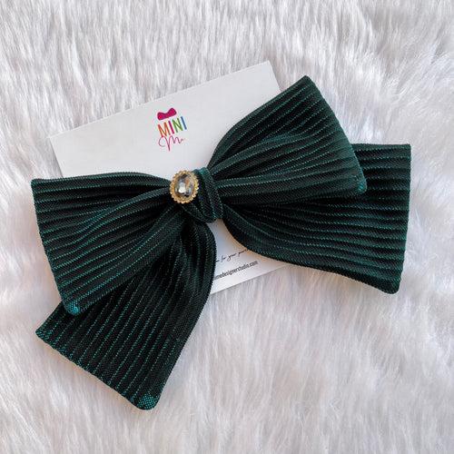 Emerald Elegance Green Pleated Bow