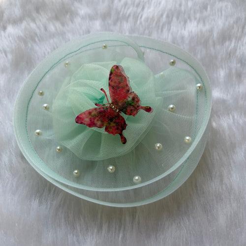 Spring Whisper Pastel Green Butterfly Fascinator Hat