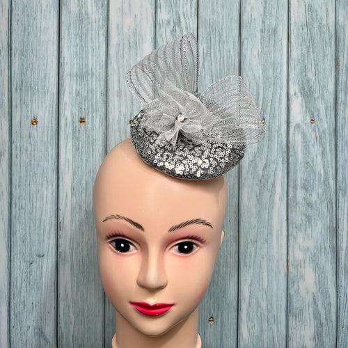 Pixie Silver Grey Sequin Fascinator