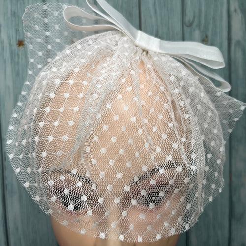 Whisper White Short Bridal Veil with Silk Bow