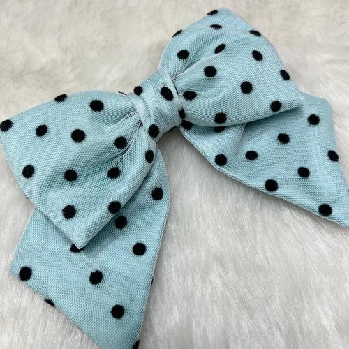 Polka Dots Sky Charm Pigtail Bow