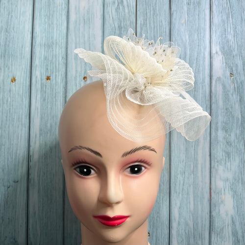 Chic Ivory Twisted Veil Fascinator