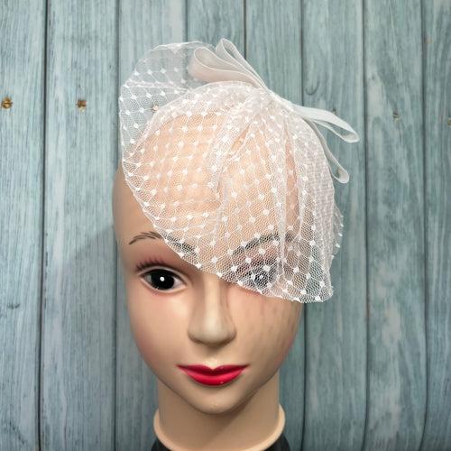 Whisper White Short Bridal Veil with Silk Bow