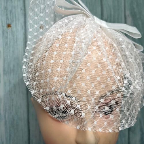 Whisper White Short Bridal Veil with Silk Bow