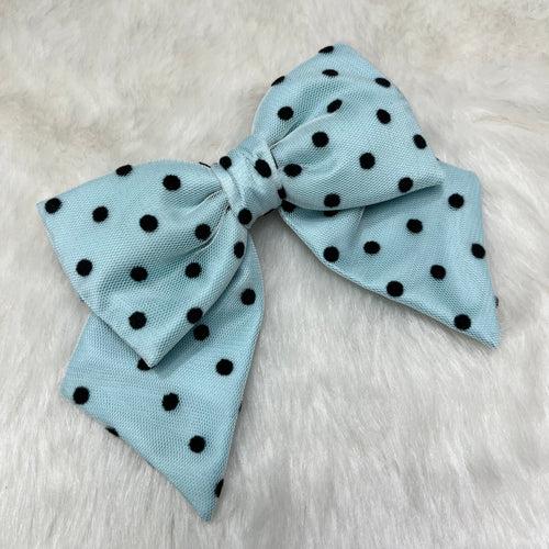 Polka Dots Sky Charm Pigtail Bow