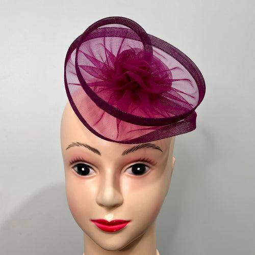 Wine Purple Twisted Flower Fascinator