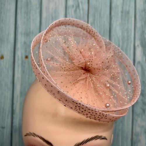 Gilded Enchantment Golden Sparkle Rose Gold Fascinator Hat