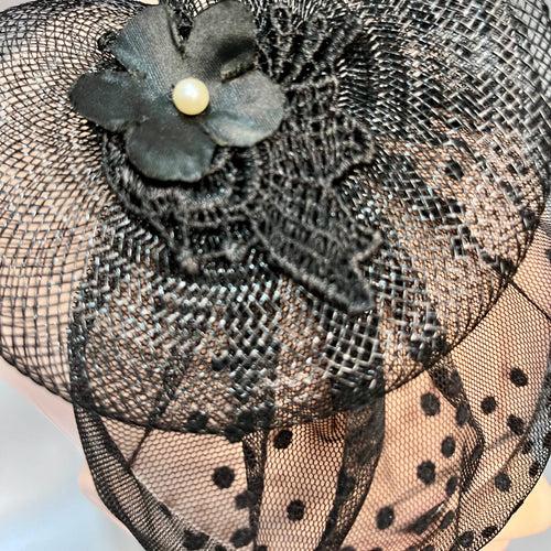 NEXT LEVEL Black Short Veil Fascinator