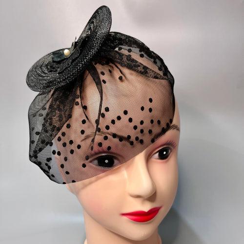 NEXT LEVEL Black Short Veil Fascinator