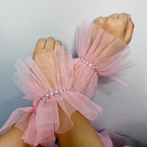 Ruffled Charm Tulle Pink Cuffs