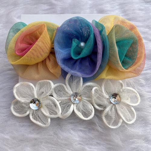 Rainbow & White Flower Tiara Set of 2