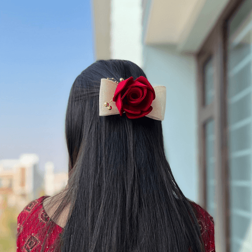 Wild Rose Red Hair Bow