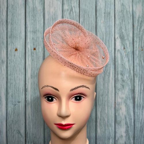 Gilded Enchantment Golden Sparkle Rose Gold Fascinator Hat