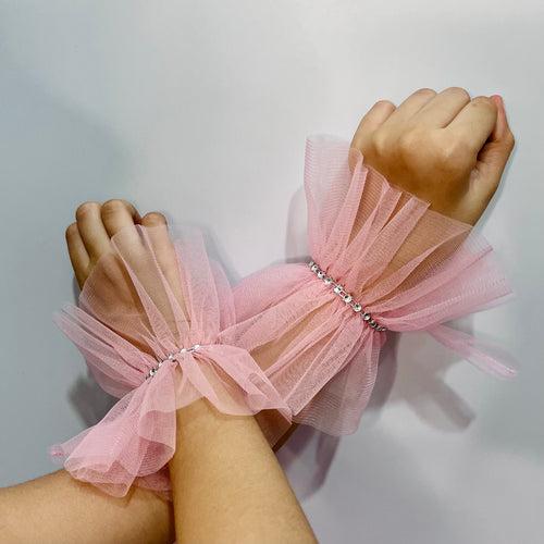 Ruffled Charm Tulle Pink Cuffs