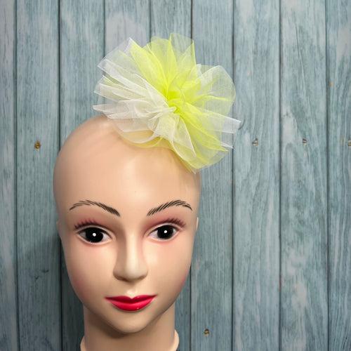 Tulle Puff White & Neon Green Hair Clip