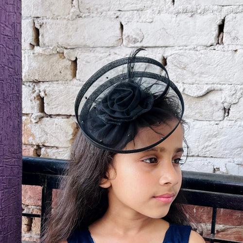Black Feather and Pearls Fascinator
