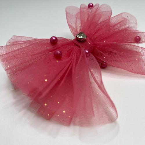 Glitter & Pearls Ruffle Pink Bow