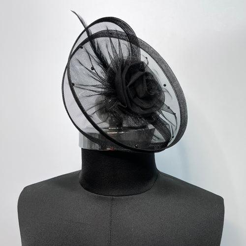 Black Feather and Pearls Fascinator