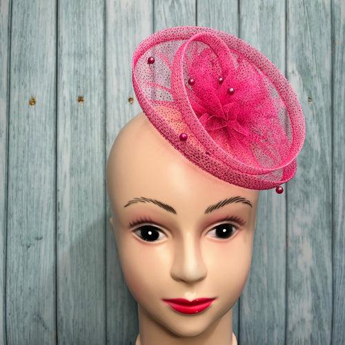 Gilded Enchantment Golden Sparkle Pink Fascinator Hat