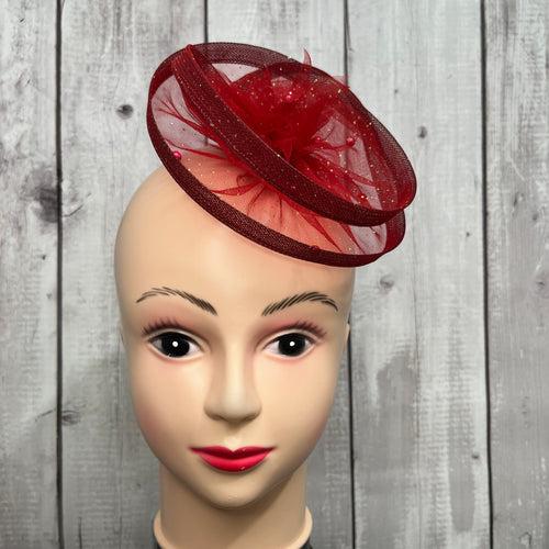 Gilded Enchantment Golden Sparkle Red Fascinator Hat