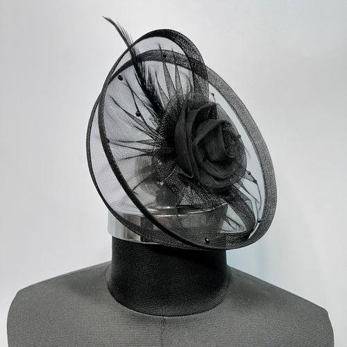 Black Feather and Pearls Fascinator