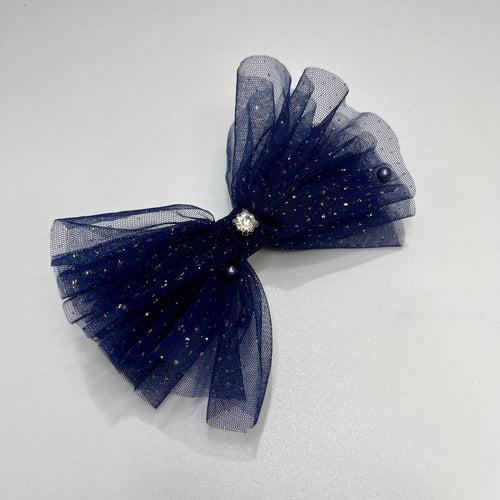 Glitter & Pearls Ruffle Bow Set | Blue and Pink