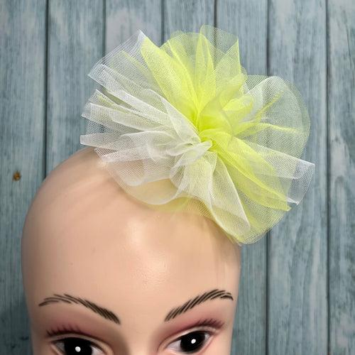 Tulle Puff White & Neon Green Hair Clip