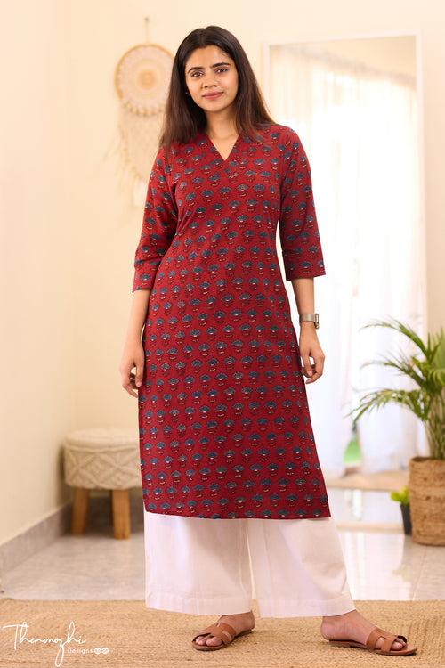 Maroon Ajrakh Kurta