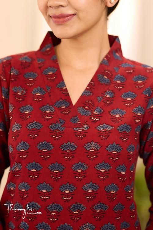 Maroon Ajrakh Kurta