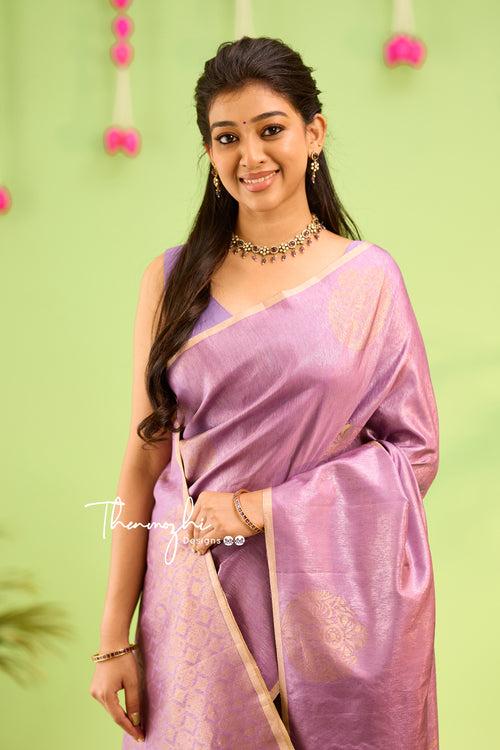 Lilac Pure Silk Saree