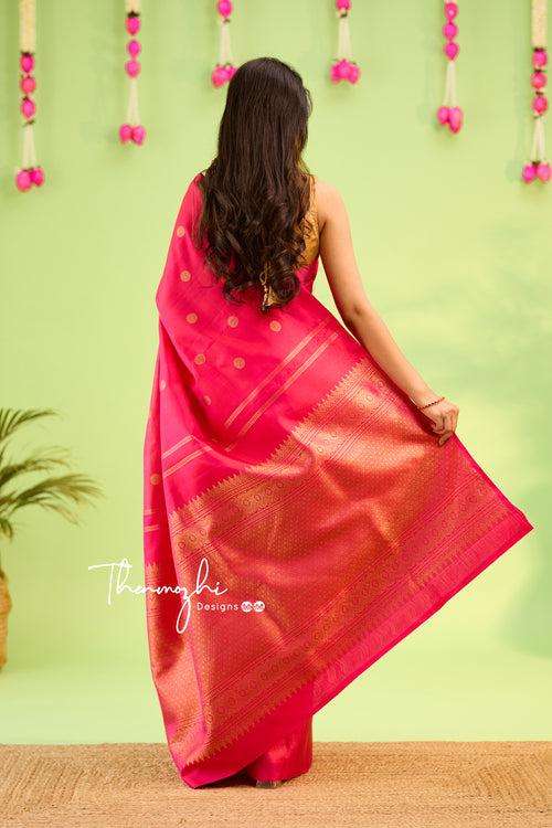 Rick Pink Pure Silk Kanjivaram Saree