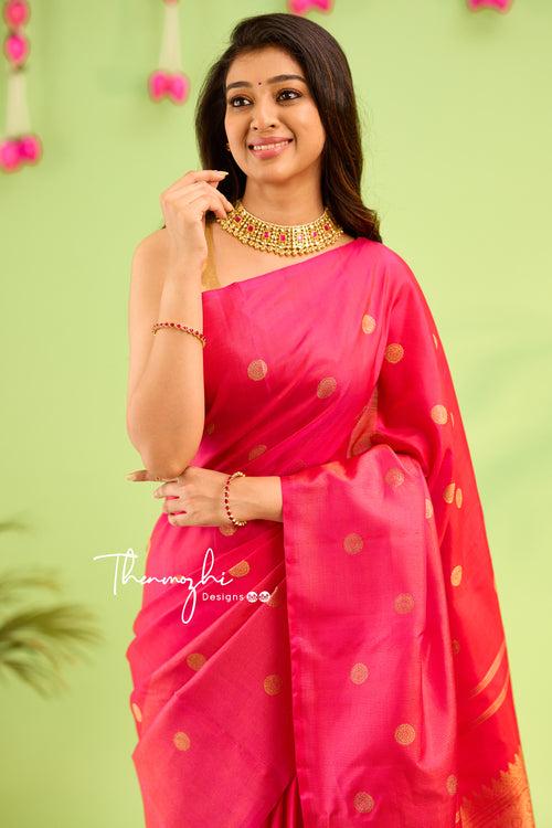 Rick Pink Pure Silk Kanjivaram Saree