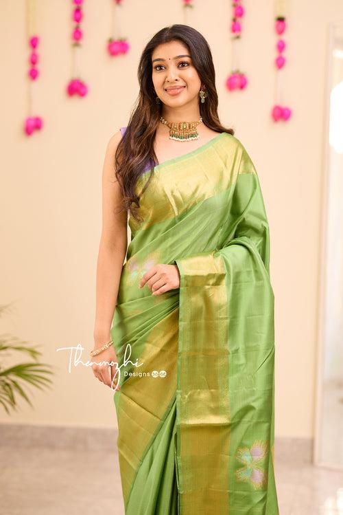 Pastel Green Pure Silk Saree