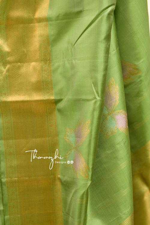 Pastel Green Pure Silk Saree