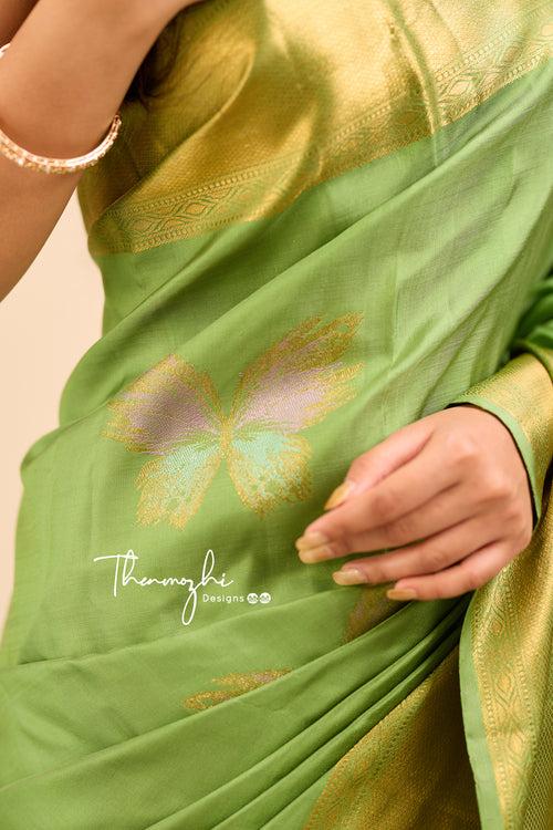 Pastel Green Pure Silk Saree