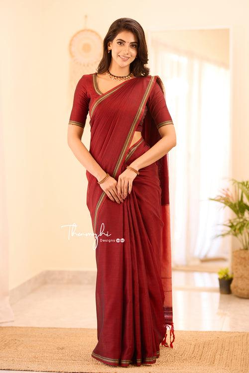 Maroon Narayanpet Saree