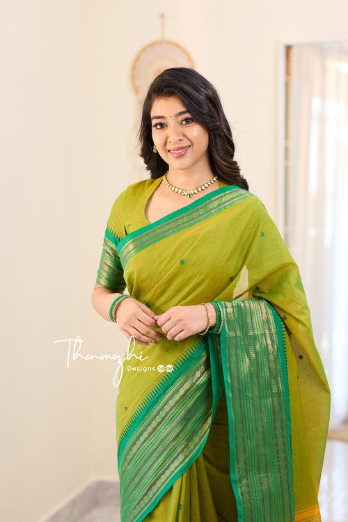 Akila - Green Chettinad Cotton Saree