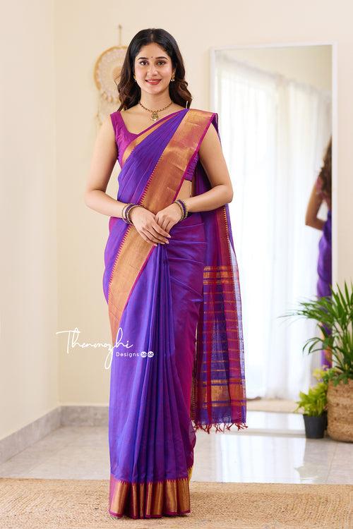 Enchanting Purple Handwoven Mangalagiri Silk Cotton Saree