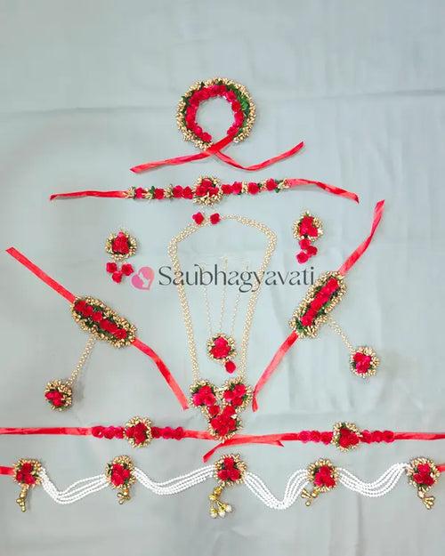 Red Flower Jewellery - Haldi & Baby Shower Jewellery