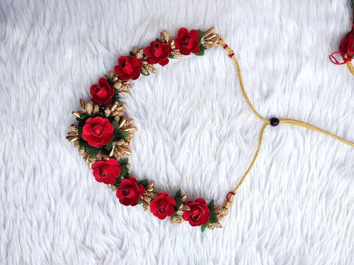 Red Flower Jewellery Set 🌸🌷 For Baby Shower and Dohale Jevan